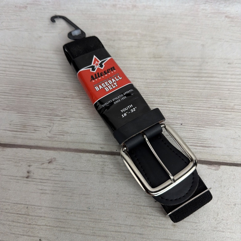 New Alleson Athletic Baseball Belt Youth 18-32" Black Adjustable Elastic